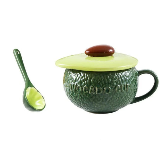 Avocado Coffee Cup with Lid and Spoon