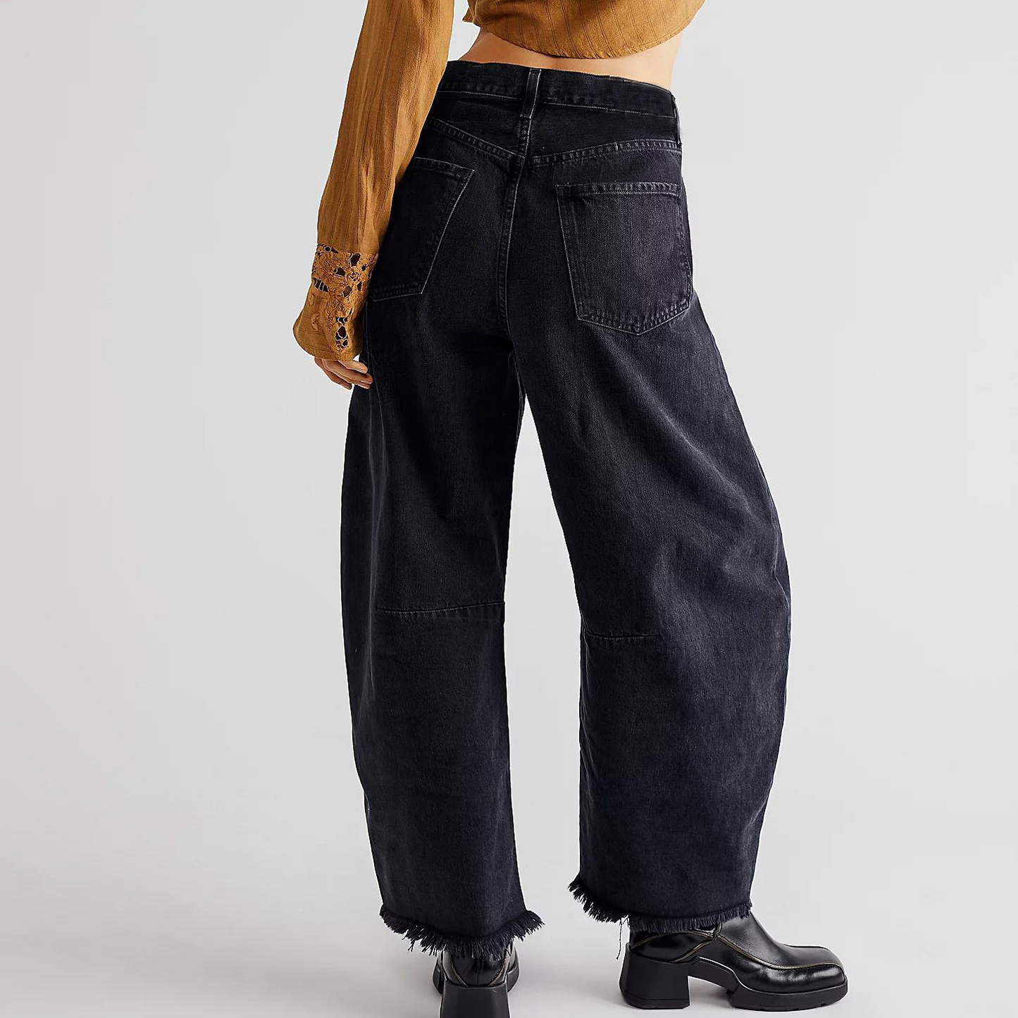 High-waisted loose-fitting straight leg pants